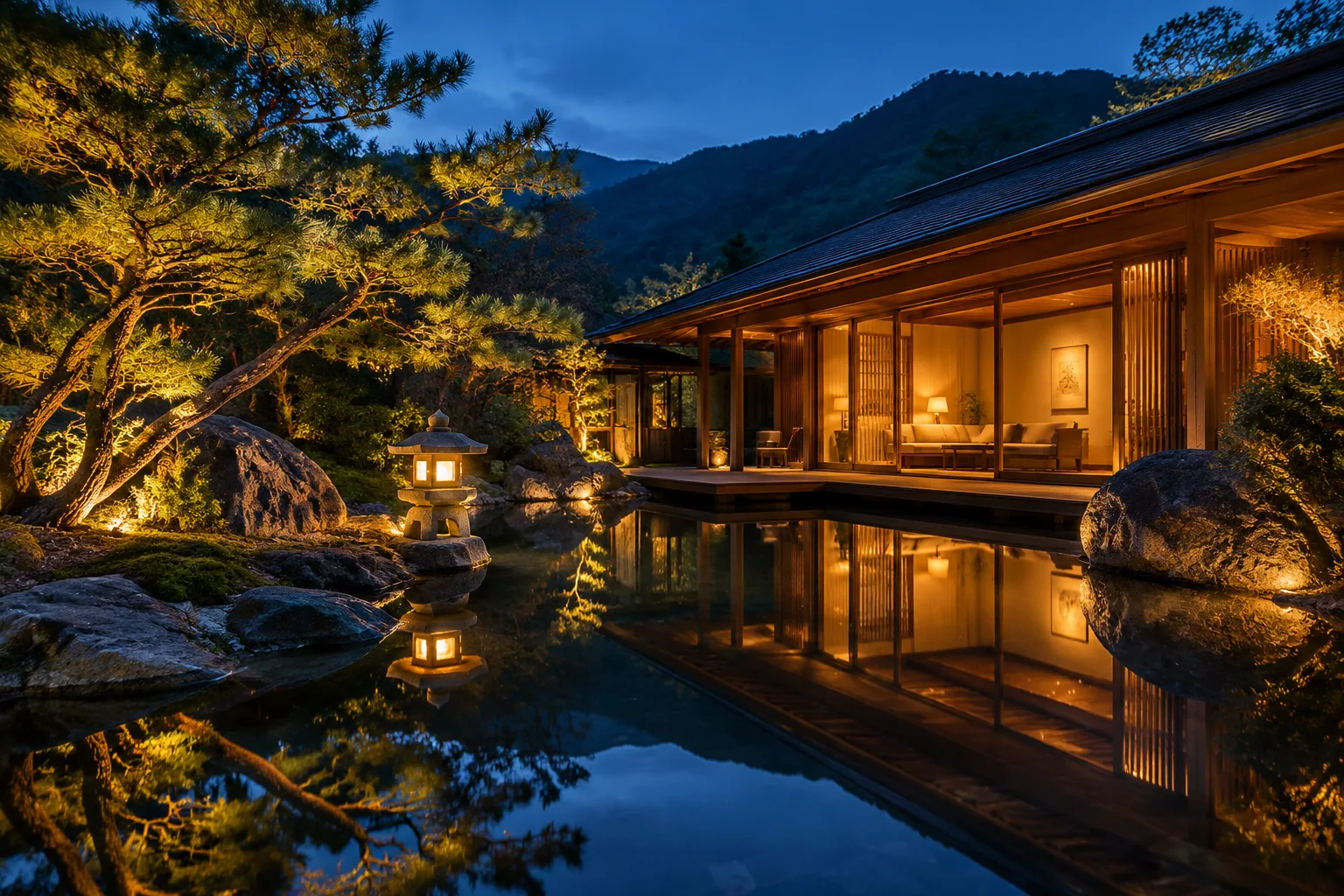 庭院夜色