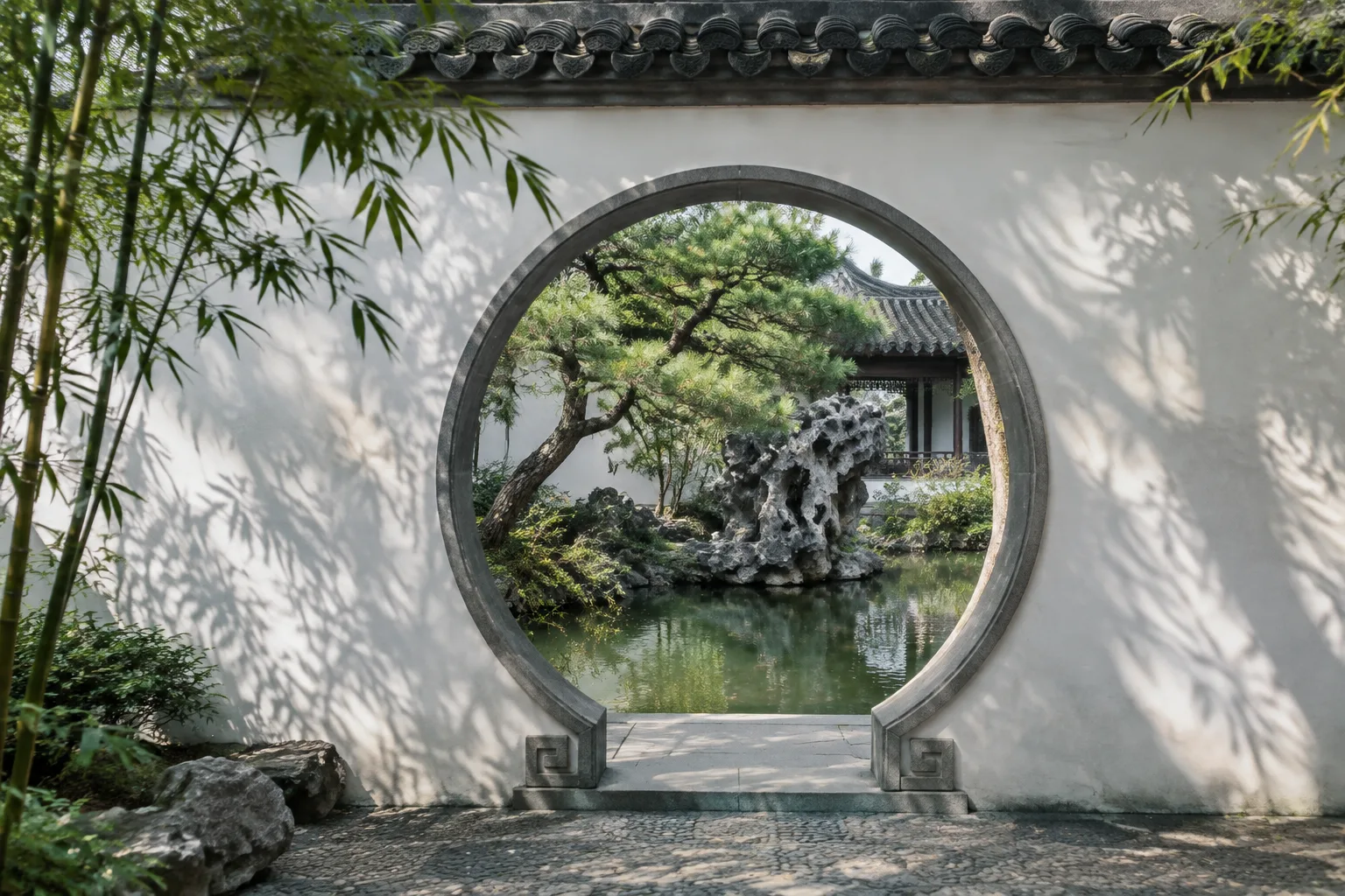 月洞门框景