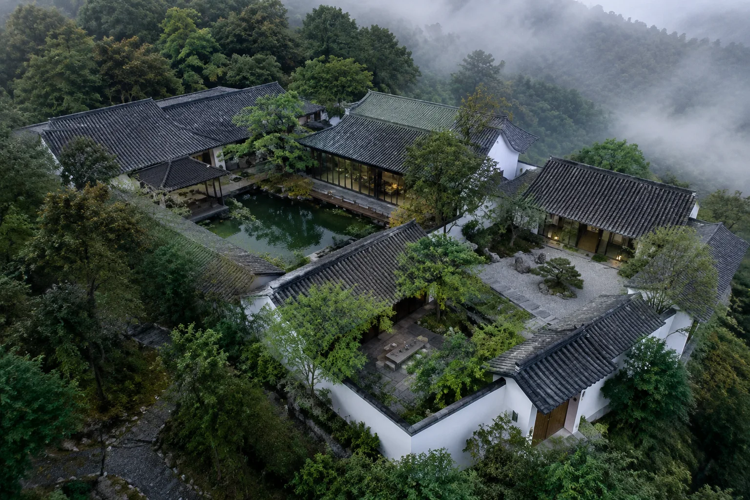 山居庭院鸟瞰